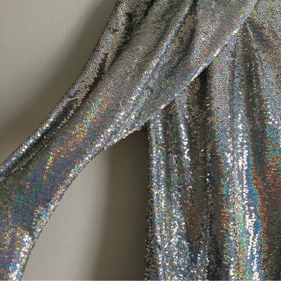 Zara Blogger Favorite Silver Sequin Mini Party Mini Dress - Picture 6 of 15